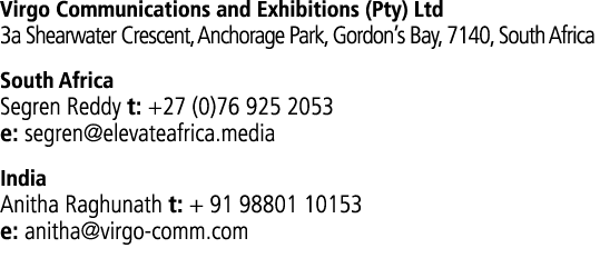 Virgo Communications and Exhibitions (Pty) Ltd 3a Shearwater Crescent, Anchorage Park, Gordon s Bay, 7140, South Afri   
