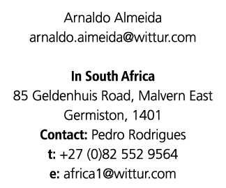 Arnaldo Almeida arnaldo aimeida wittur com In South Africa 85 Geldenhuis Road, Malvern East Germiston, 1401 Contact:    