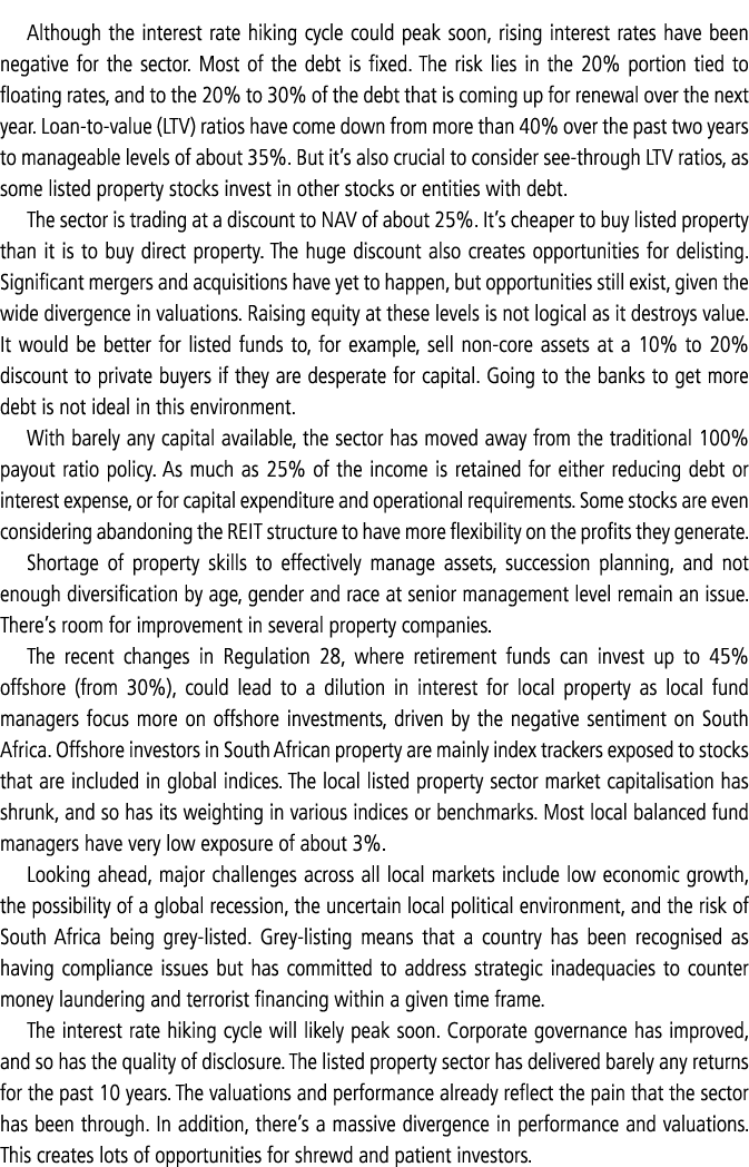 Although the interest rate hiking cycle could peak soon, rising interest rates have been negative for the sector. Mos...