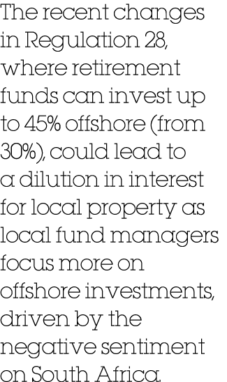 The recent changes in Regulation 28, where retirement funds can invest up to 45% offshore (from 30%), could lead to a...