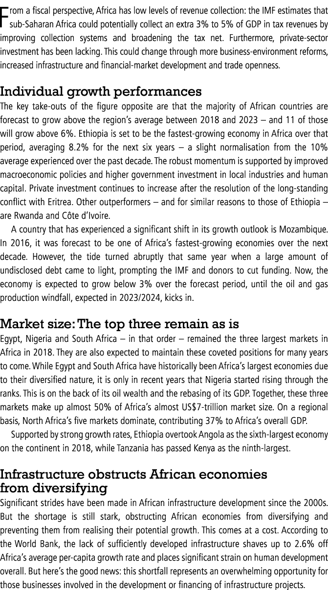 From a fiscal perspective, Africa has low levels of revenue collection: the IMF estimates that sub-Saharan Africa cou   