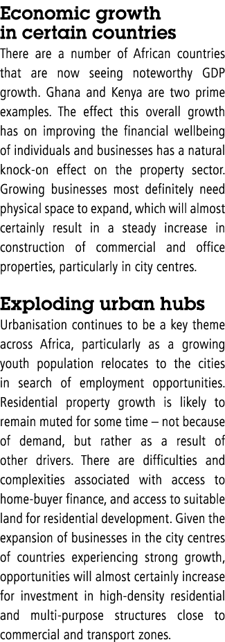 Economic growth in certain countries There are a number of African countries that are now seeing noteworthy GDP growt   