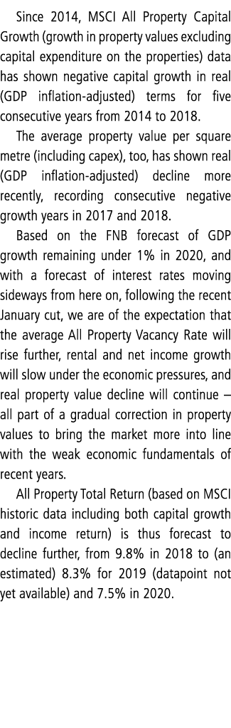 Since 2014, MSCI All Property Capital Growth (growth in property values excluding capital expenditure on the properti   