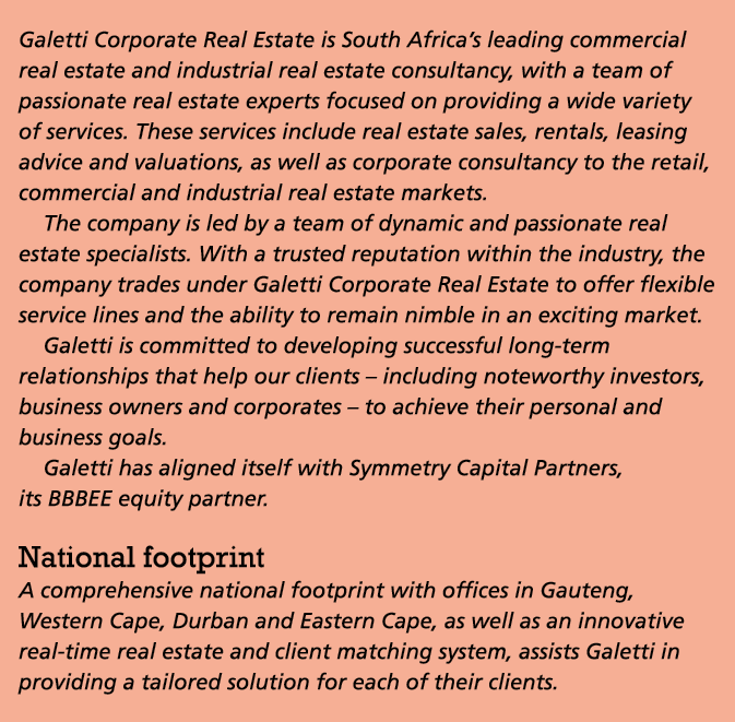 Galetti Corporate Real Estate is South Africa s leading commercial real estate and industrial real estate consultancy   