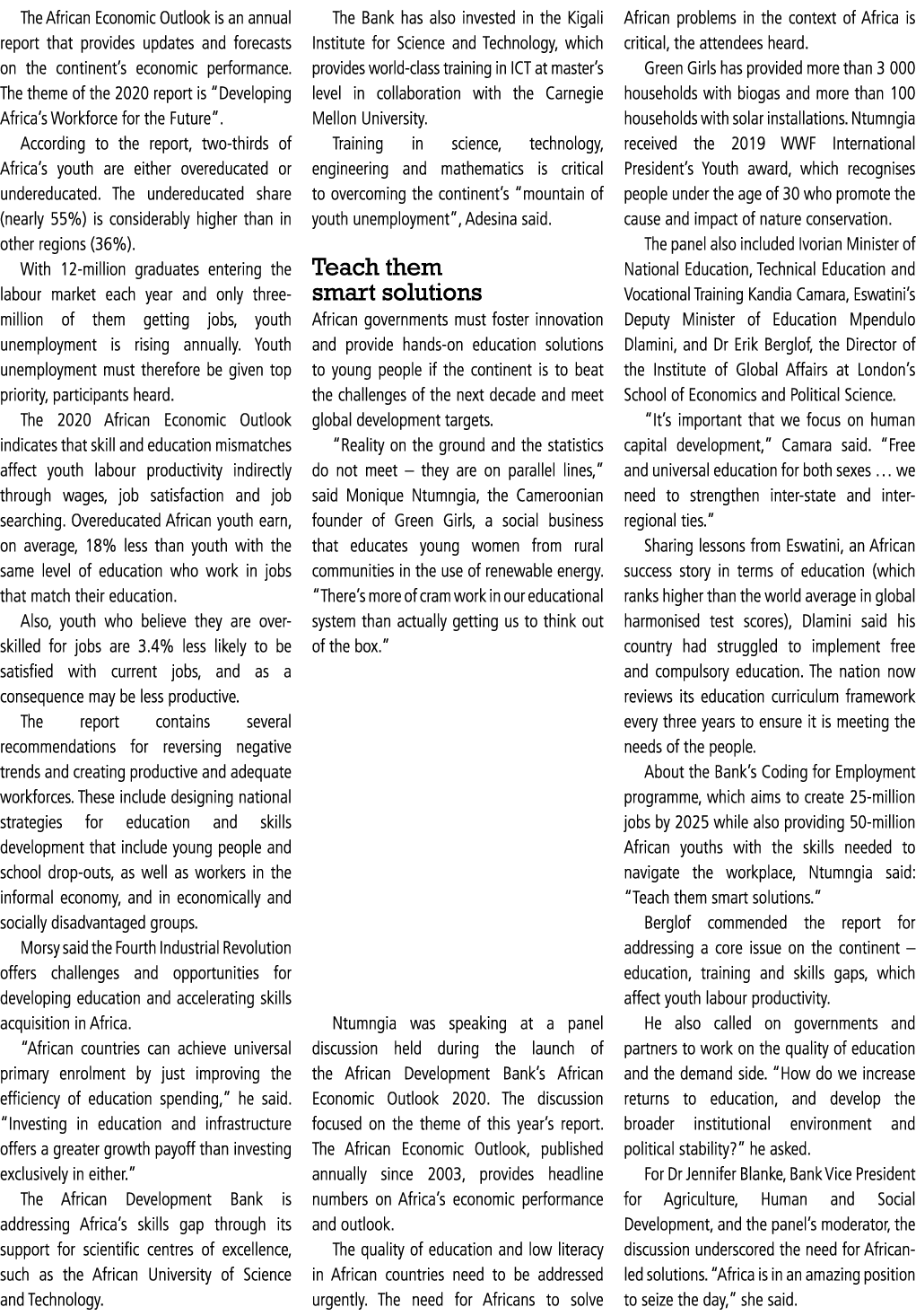 The African Economic Outlook is an annual report that provides updates and forecasts on the continent s economic perf   