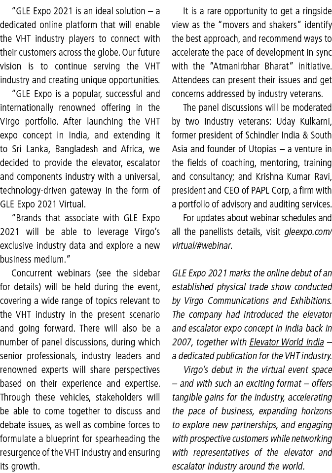  GLE Expo 2021 is an ideal solution   a dedicated online platform that will enable the VHT industry players to connec   