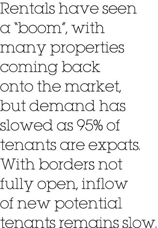 Rentals have seen a  boom , with many properties coming back onto the market, but demand has slowed as 95% of tenants   