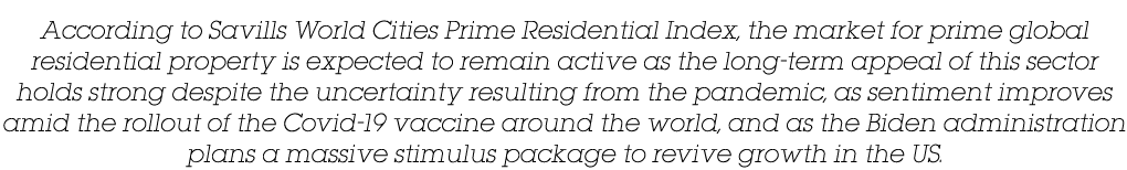 According to Savills World Cities Prime Residential Index, the market for prime global residential property is expect   
