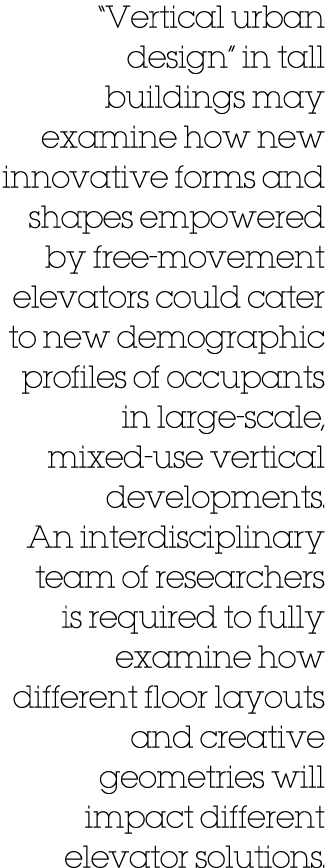 “Vertical urban design” in tall buildings may examine how new innovative forms and shapes empowered by free movement ...