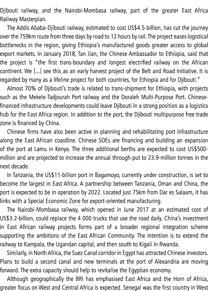 Djibouti railway, and the Nairobi-Mombasa railway, part of the greater East Africa Railway Masterplan  The Addis Abab   