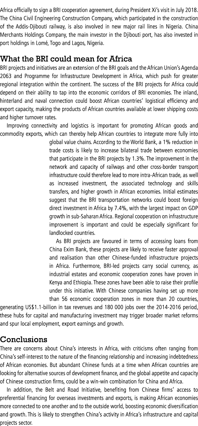 Africa officially to sign a BRI cooperation agreement, during President Xi s visit in July 2018  The China Civil Engi   