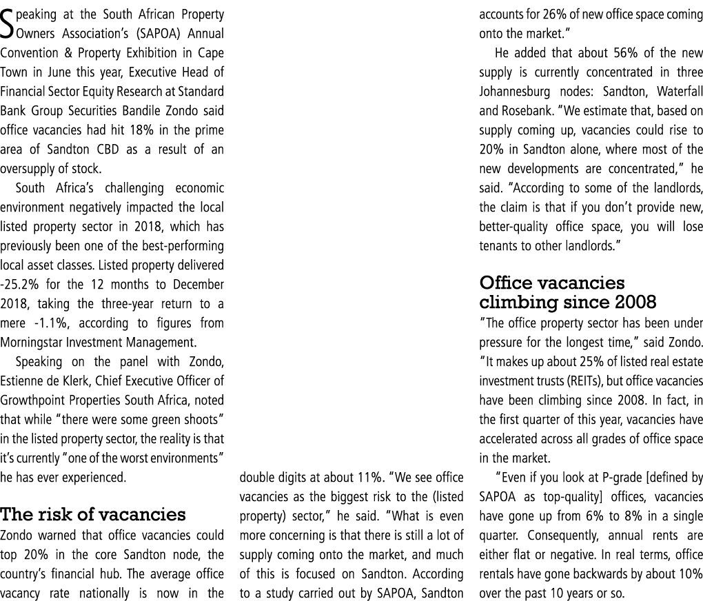 Speaking at the South African Property Owners Association s (SAPOA) Annual Convention & Property Exhibition in Cape T   