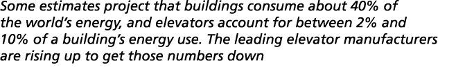 Some estimates project that buildings consume about 40% of the world s energy, and elevators account for between 2% a   