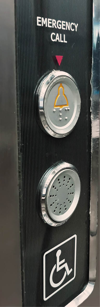 close up of elevator, help button and disabled button in hospital.