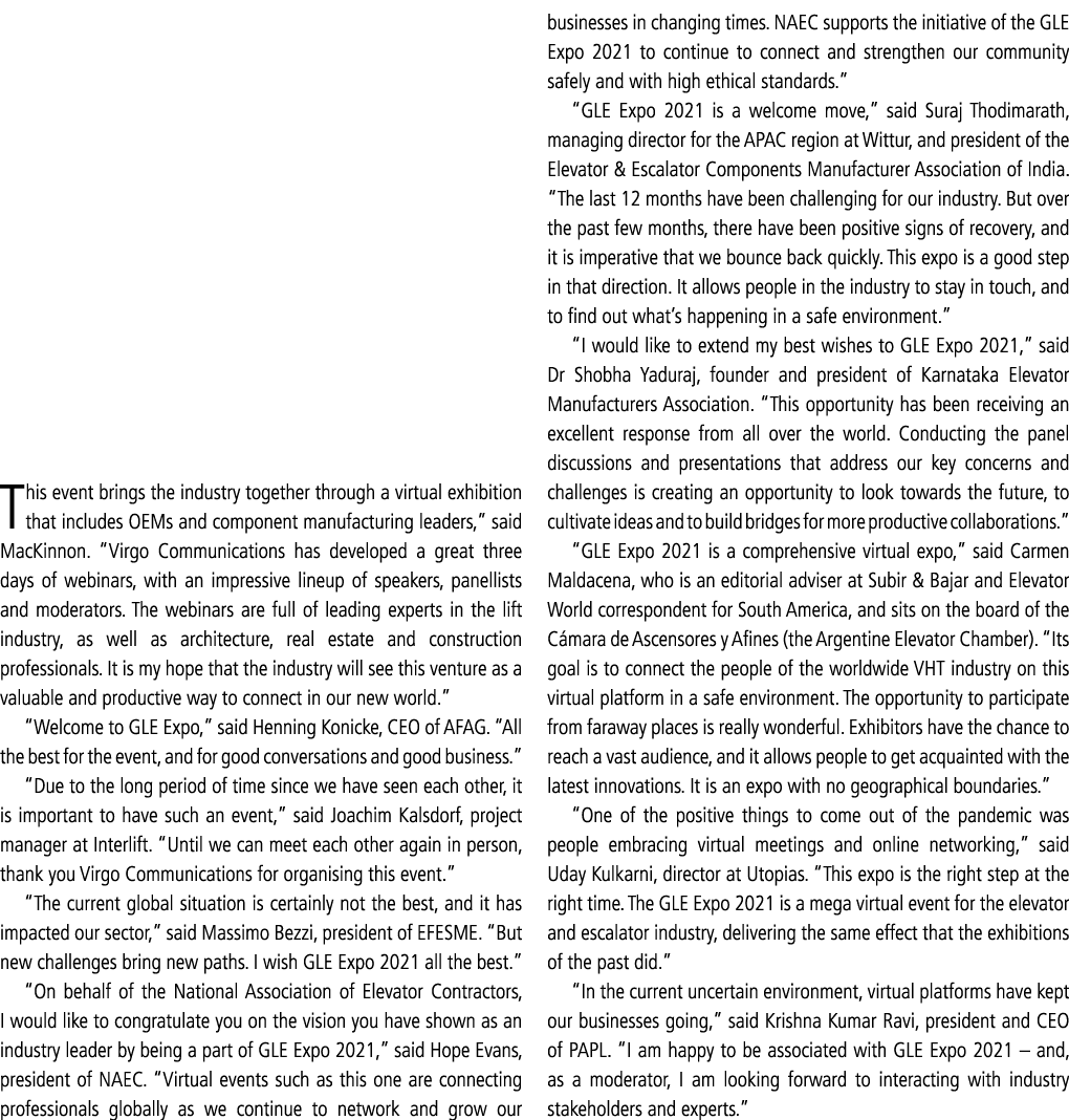 This event brings the industry together through a virtual exhibition that includes OEMs and component manufacturing l   