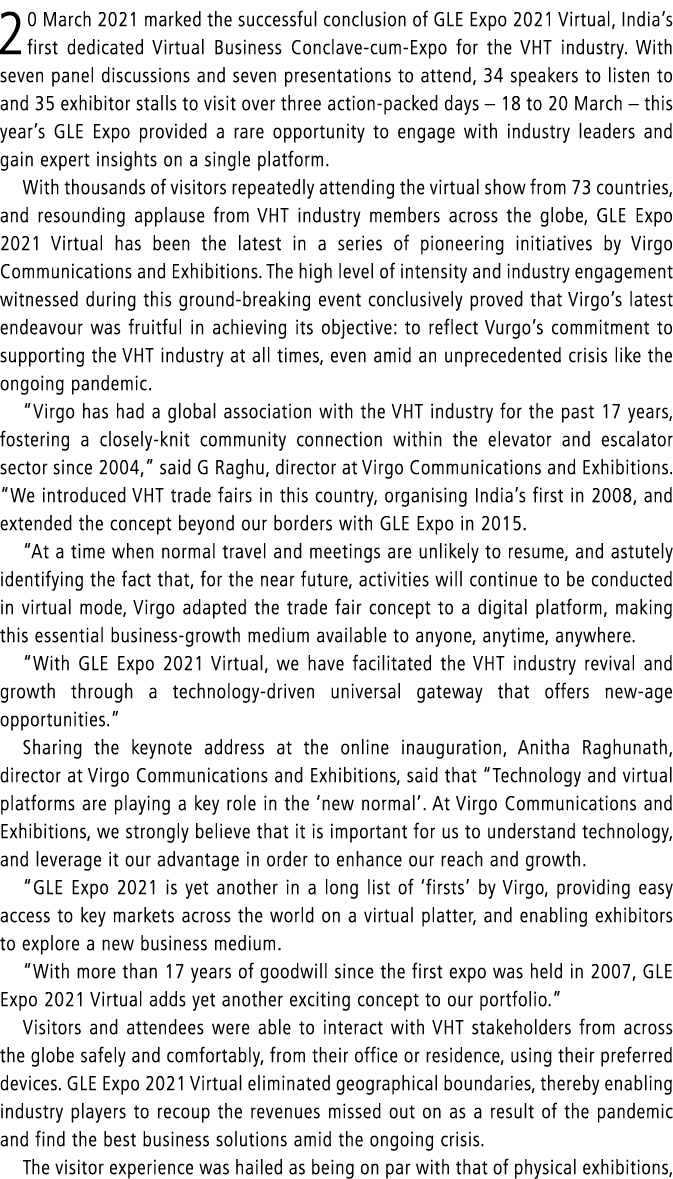 20 March 2021 marked the successful conclusion of GLE Expo 2021 Virtual, India s first dedicated Virtual Business Con   