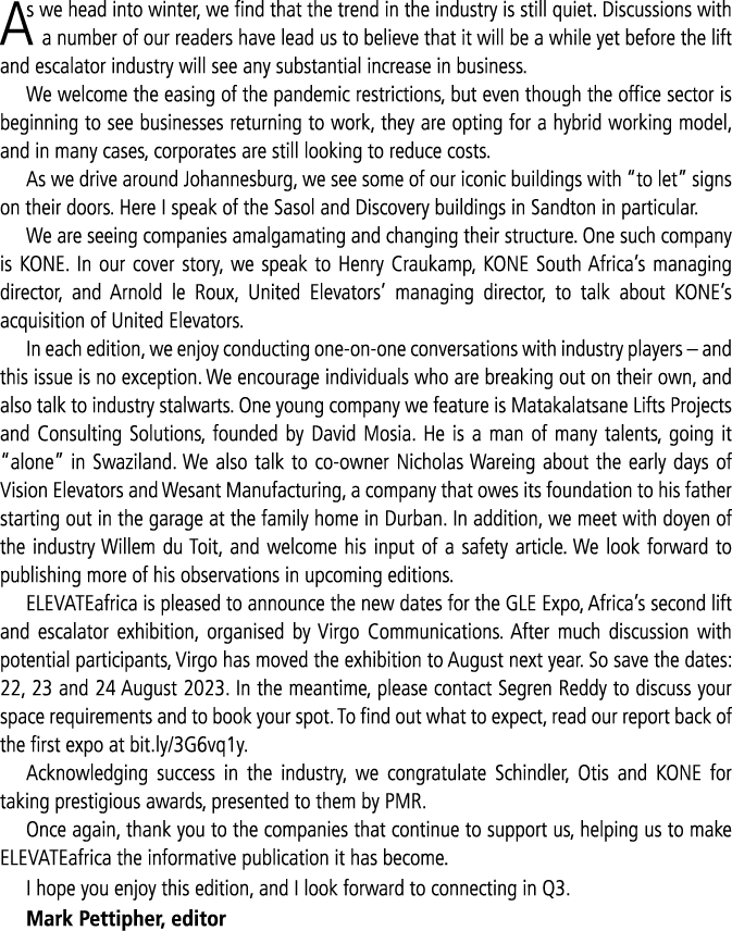 As we head into winter, we find that the trend in the industry is still quiet  Discussions with   a number of our rea   