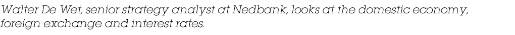 Walter De Wet, senior strategy analyst at Nedbank, looks at the domestic economy, foreign exchange and interest rates  