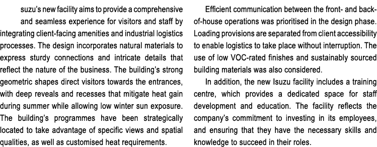 suzu’s new facility aims to provide a comprehensive and seamless experience for visitors and staff by integrating cli...