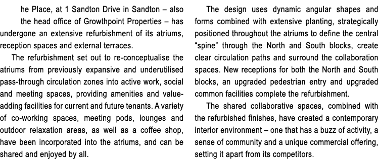 he Place, at 1 Sandton Drive in Sandton – also the head office of Growthpoint Properties – has undergone an extensive...