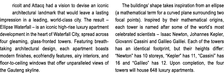 ricolt and Attacq had a vision to devise an iconic architectural landmark that would leave a lasting impression in a ...