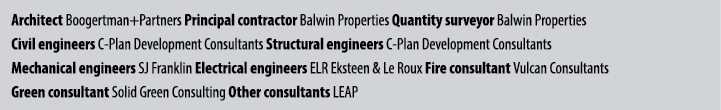 Architect Boogertman+Partners Principal contractor Balwin Properties Quantity surveyor Balwin Properties Civil engine...