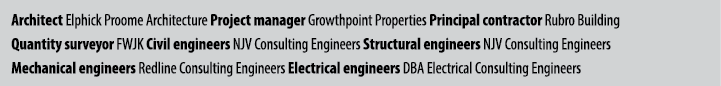 Architect Elphick Proome Architecture Project manager Growthpoint Properties Principal contractor Rubro Building Quan...