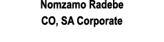Nomzamo Radebe CO, SA Corporate